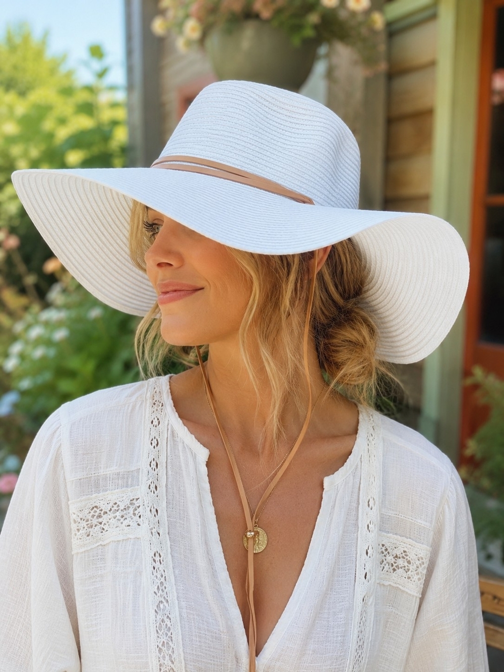 Banana Boat White Wide Brim Sun Hat UPF 50 Beach Sun Hat One Size